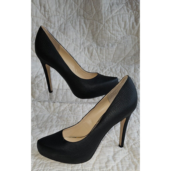 Jessica Simpson Shoes - Jessica Simpson Anyelin Heels‎ Pump Black 9.5 Platform Snake 3D Texture EU 41
